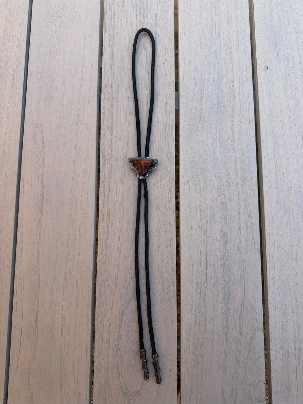 Mexican Bolo Tie with Sterling and Amber Taxco region SCM Makers Mark